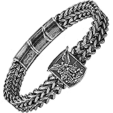 free-space St. Michael the Archangel Bracelet for Men,Antique Silver Religious Protection Jewelry Adjustable Braided Chain Bangle Spiritual Courage Gift for Him Boyfriend Dad
