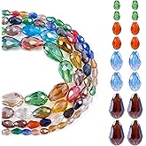 Cheriswelry Teardrop Glass Crystal Beads for Jewelry Making Electroplate AB Color Faceted Glass Spacer Beads 6-15mm for Earring Bracelet Keychain Making Supplies(4 Strands)