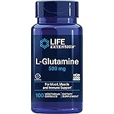 Life Extension L-Glutamine, 500 mg L-glutamine, Amino Acid, Supports Muscle Health and Immune Health, Gluten-Free, Non-GMO, 100 Vegetarian Capsules