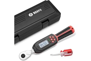 VANPO Digital Torque Wrench 3/8 Inch drive(5-99.5 ft-lbs./6.8-135Nm), ±2% Torque Accuracy, Electronic Torque Wrench with Preset Value, Buzzer and LED Notification for Automotive Motorcycle & Bicycle