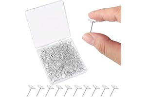RUGLAMZHIP 200 Pcs Clear Thumb Tacks for Wall Hangings, Clear Push Pins Flat Head, Thumbtacks Steel Point and Transparent Plastic Head, for Cork Board, Bulletin Board, Posters, Photos, Postcards, Maps