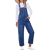 luvamia Barrel Leg Overalls for Women Baggy Bib Stretchy Denim Jumpsuit Loose Fit Jean Overall Jumpsuits with Pockets