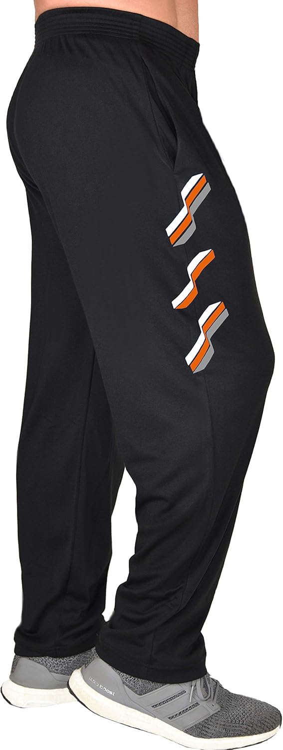 Baggy Workout Pants in Black with White,Orange and White
