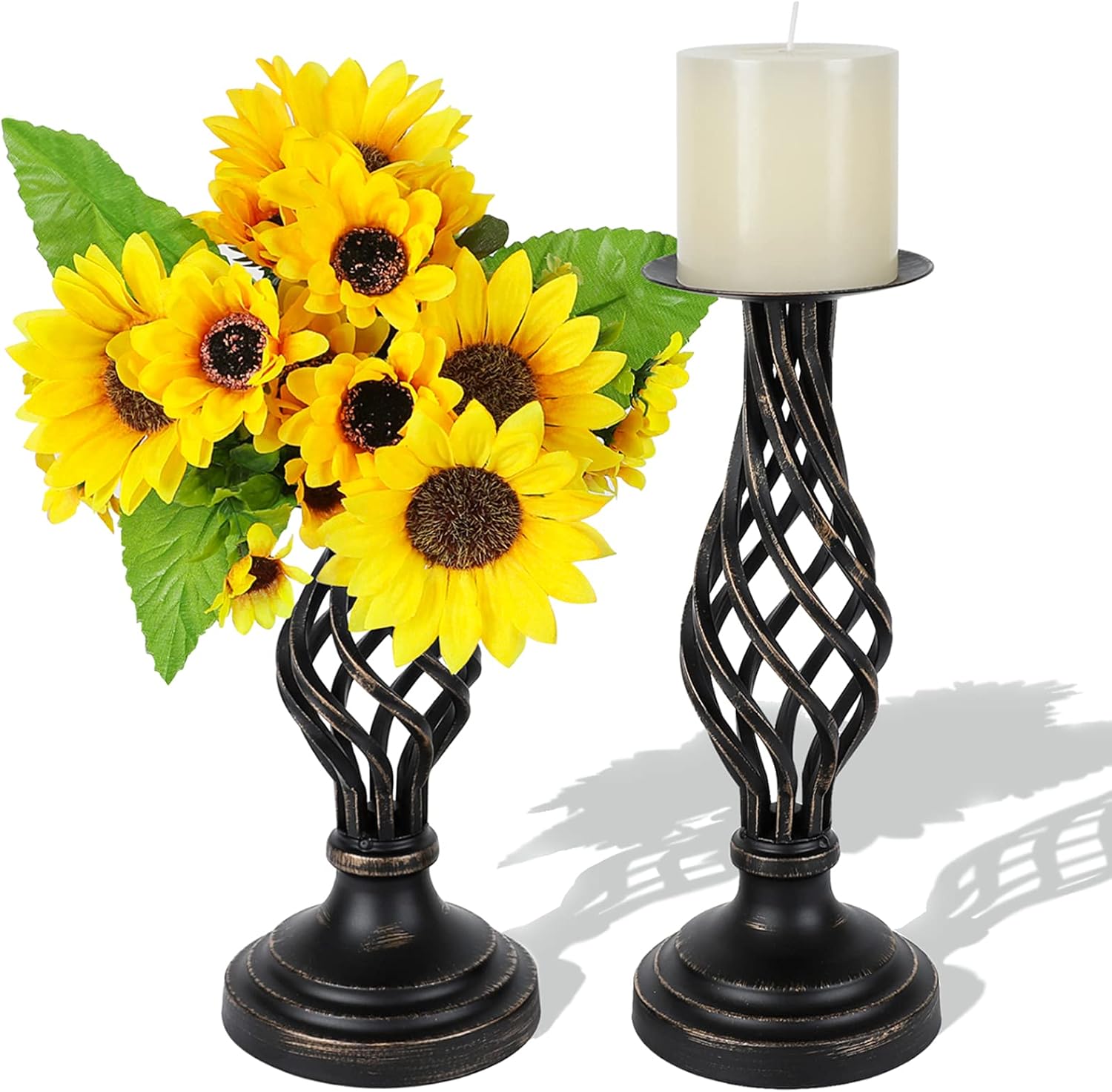 Metal Pillar Candle Holders Set of 2-8.4