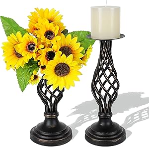 Metal Pillar Candle Holders Set of 2-8.4