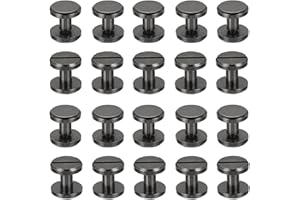 PATIKIL 50 Sets Chicago Screws, 6mm L Chicago Screw Slotted Binding Post Screw Bolts Rivets Brass Fasteners Connectors for Leather Belt Scrapbook Photo Albums, Matte Black