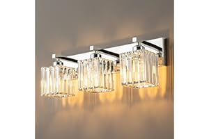FDPBY Modern Bathroom Vanity Light 3-Lights Modern Chrome Crystal Bathroom Wall Light Bathroom Vanity Light Fixtures