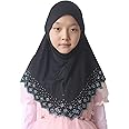 Modest Beauty Girls/Children Hijab Scarf Headscarf Wrap one Piece Muslim Amira with Czech Drill