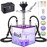 NBILIC Acrylic Cube 2 Hose Shisha Large Hookah Set