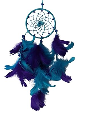 Daedal dream catchers Little Bitty Royal and Light Blue Wool and Blend (Dimensions 31cm L X 14cm W X 2cm D) Hand Made Crafted Wind Chime Wall Hanging