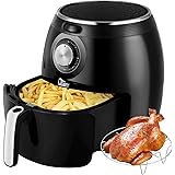 Air Fryer XL, 5.8 QT 1700W Electric Hot Air Fryer with Temperature Control & Timer Knob, Fast Oven Oilless Cooker with Grill