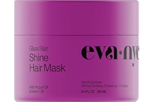 Eva NYC Anti-Frizz Hair Mask for Instant Shine – Argan Oil + Neem Oil – For High Gloss + Glassy Mirror-Like Shine – Nourishing Anti-Frizz Hair Product – Warm Vanilla Scent – 8.4 fl oz