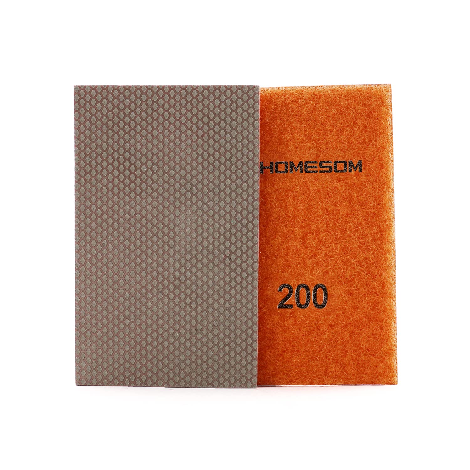 HOMESOM 2pcs Diamond Sandpaper Polishing Abrasive Paper,Hook Loop Back Electroplated Hand Polishing Sheet For Concrete Granite Glass(200 Grit)