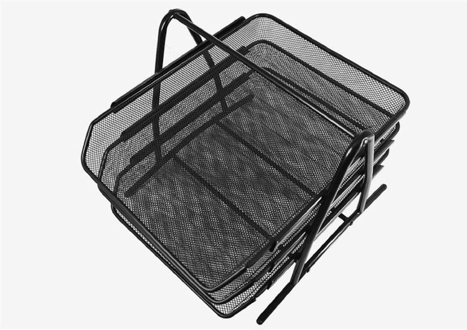 Wire Mesh Letter Tray 4 Tier Filing Trays Holder Office Desktop Document A4 Paper File Storage Desk Organiser Mesh Filling Home Office School Scratch-resistant stretchable Easy to assemble Black - Image 4