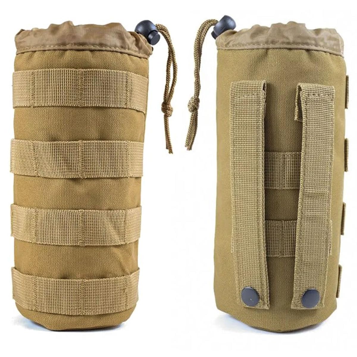 Tactical MOLLE Water Bottle Pouch Drink Bottle Bag Holder Carrier Holster for Military Airsoft Running Hydration (Tan)