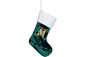 Beyond Your Thoughts Personalized Embroidery Monogram Initial Human Christmas Stockings 1 Pack Durable Christmas Ornament Bag for Family Decorations Green Letter M