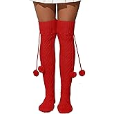 SherryDC Women's Cable Knit Thigh High Socks Over the Knee Leg Warmers Long Winter Boot Stockings