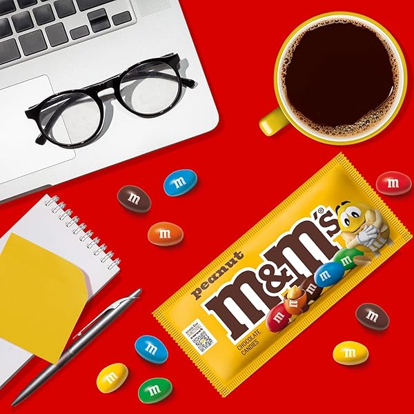 M&M’S PEANUT CHOCOLATE CANDY, FULL SIZE 1.74 OZ BAG, PACK OF 48 BULK CANDY CHOCOLATE