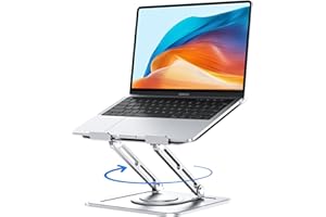 NTMY Foldable Laptop Stand with 360 Rotating Base,Metal Ergonimic Adjustable Laptop Stand for Desk,Computer Notebook Stand Compatible with MacBook air pro, Acer,Lenovo,Dell(10-16")-White