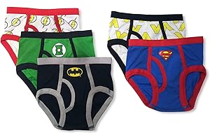 DC Comics Boys' 100% Cotton Briefs with Prints Including Superman, Batman, The Flash Logos, Sizes 2/3t, 4t, 4, 6, 8