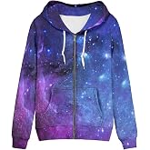 Biyejit Women's Novelty Print Zip Up Hoodies Long Sleeve Hooded Sweatshirt Jacket with Pocket