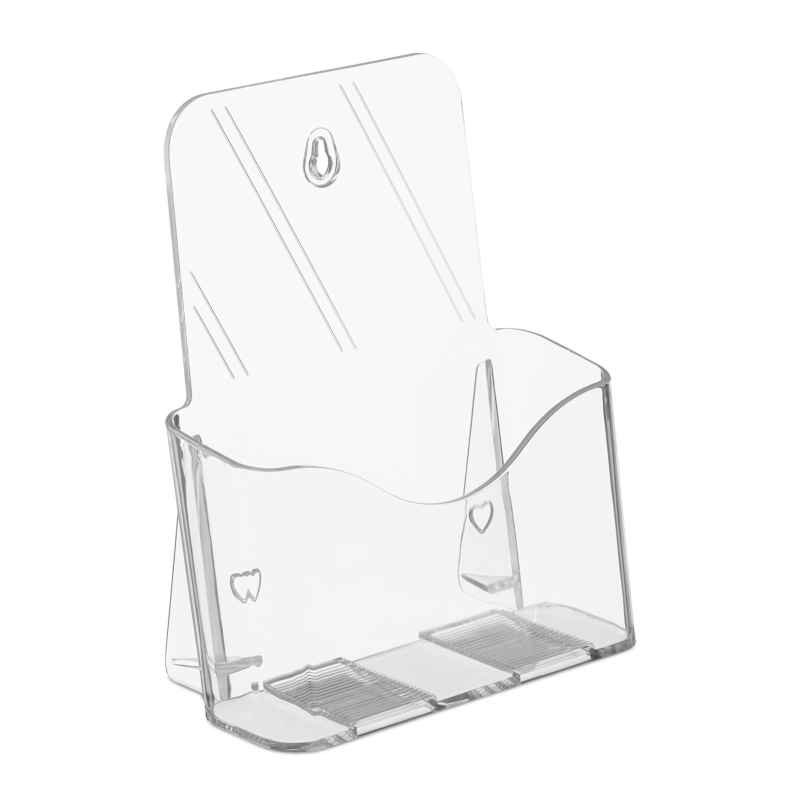 Relaxdays Flyer Display, DIN A5, 1 Slot, Stand & Hang, Acrylic, Wall Prospectus Holder, Leaflet Stand, Transparent