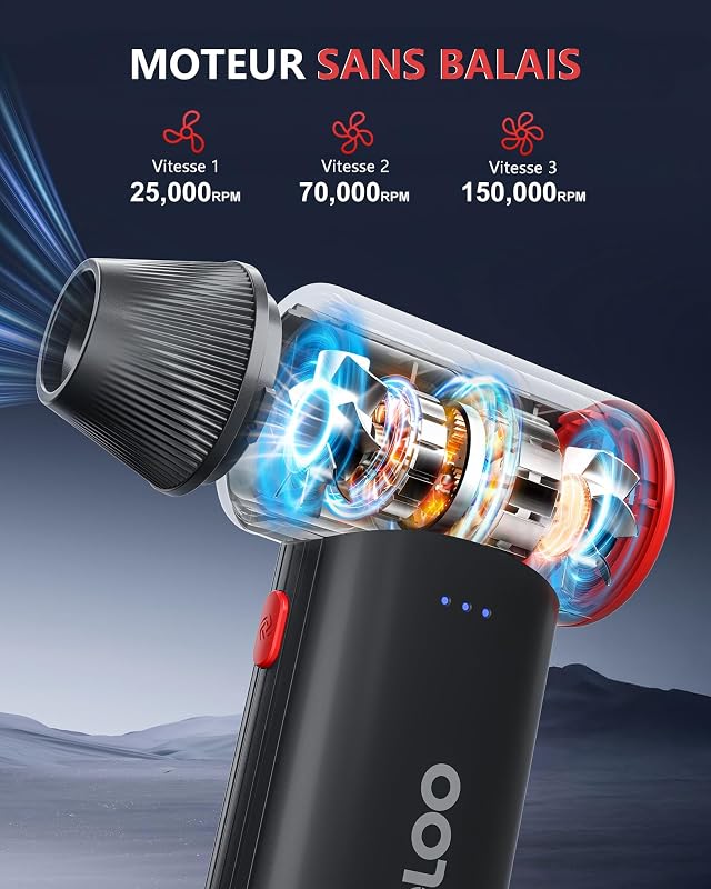F3 Soufflette à Air Comprimé Électrique,Souffleur PC 150 000 tr/min