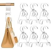 BOCONY Purse Hanger for Closet 6 Pcs, Acrylic Purse Organizer Hooks, Handbags Hanging Holder for Bag Scarf Belt, Clear