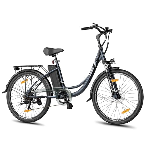 Touroll Electric Bike, B1 26'' Electric Bicycle for Adults with 7 Speed, 36V 15.6Ah Removable Battery, City Urben E-Bike, Adjustable Seat Height