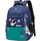 MCWTH Astronaut Backpack for Boys Teens, Large Capacity School Bag Bookbag for Kids Elementary Middle (Blue Cyan)