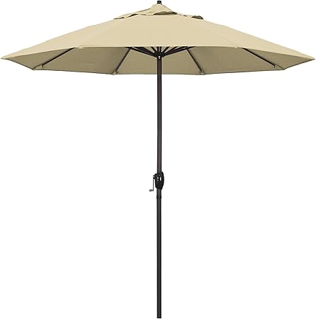 Amazon Com California Umbrella Ata908117 F67 Casa Series Market Crank Lift Auto Tilt Bronze Pole Patio Umbrella 9 Round Champagne Garden Outdoor