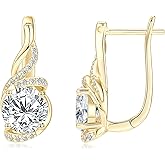 EONFUN Infinity Moissanite Hoop Earrings, 4.0cttw D Color Round Cut Moissanite 925 Sterling Silver Infinity Earrings for Women Wedding Birthday Jewerly Gifts