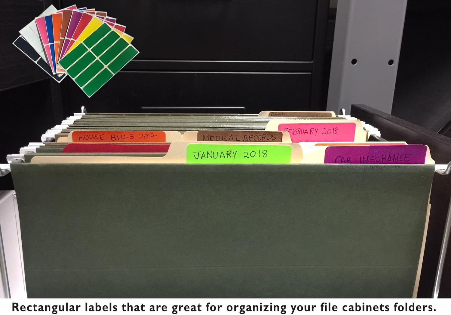 Royal Green White Labels Stickers 1 x 3 inch, writable Rectangle Label for File Folder tabs - 120 Pack : Office Products