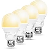 Amazon Basics Smart A19 LED Light Bulb, 2.4 GHz Wi-Fi, 7.5W (Equivalent to 60W) 800LM, 2700K, Works with Alexa Only, 4-Pack, 