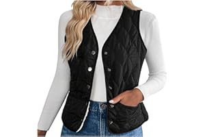 Women Collarless Button Down Vest Sleeveless Quilted Winter Warm Jacket 2025 Cropped Chunky Coats with Side Pocket