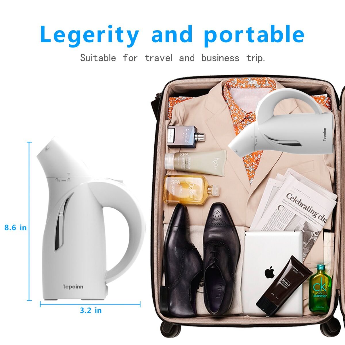 Tepoinn Clothes Steamer for Travel Garment Steamer Portable Fabric Steamer(two gear)