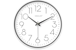 WISKALON Silent Wall Clock, Modern 10 inch Battery Operated Wall Clock for Bedroom, Kitchen, Bathroom, Office, Home, Living R