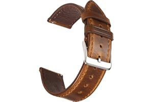 Getalia Leather Watch Band, Italian Crazy Horse/Oil-Waxed/Vegetable-Tanned Leather, Quick Release Watch Strap for Men and Women, Band Width 18mm 19mm 20mm 21mm 22mm