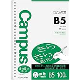 KOKUYO Campus B5 Loose Leaf Paper, Plain Binder Refill Paper, 100 Sheets | 75gsm Sarasara smooth filler paper in 7.2"x10.2", 26 holes blank unruled pages for school, drawing and journaling, 100/pack