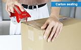 BOMEI PACK 3 Rolls Clear Box Tape 48mm x 66m with 2" Red Dispenser view 5
