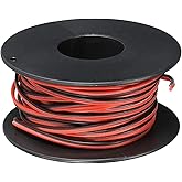 MECCANIXITY 28 Gauge Silicone Wire, 2 Conductor Parallel, Tinned Copper, 10m/33ft, Red and Black, 600V, 200C, For LED Strip, Car Model, Internal Wiring