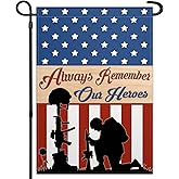 Memorial Day Garden Flag 12x18 Inch Double Sided Always Remember Our Heroes 4th of July Independence Day Patriotic Garden Flags for Outside Yard Sign Outdoor Garden Holiday Decoration