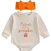 FYBITBO Halloween Baby Girl Boy Clothes Pumpkin Romper Sweatshirt Onesie Long Sleeve Bodysuit Top Fall Winter Outfit