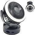 Homdec Rechargeable Cooling Fan with 4 Speeds Switch and Indicator Light, 5000mAh Battery Operated Fan, 360°Rotatable Clip On Desk Wall-Mount Fan, for Auto, Truck, RV