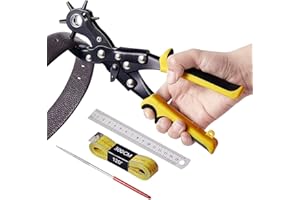 FUAUFAS ROUPHY Hole Punch Plier Sets for Leather Belts,Dog Collars,Watch Straps,Saddles,Shoes,Fabric, Paper,Cards,Labor Saving Design,Heavy Duty Rotary Hole Maker Tools for Home DIY or Craft Projects