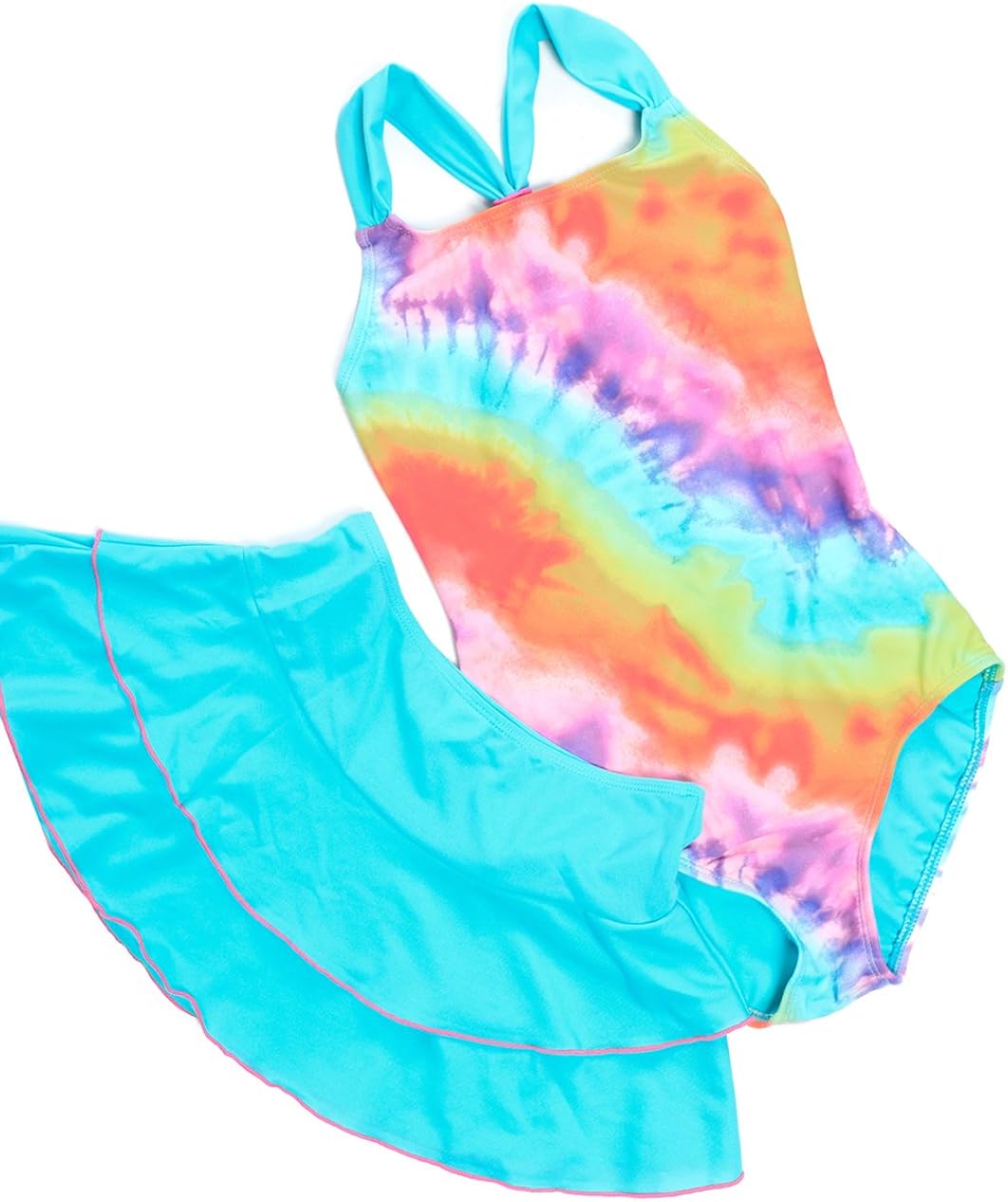 Amazon Com Belloo Girls One Piece Swimsuit With Short Or Dress Criss Cross Back Swimwear Bathing Suits For Girl 6 14 Years Clothing