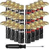Amxinwang Right Angle Banana Plugs for Speaker Wire (12 Pairs, 24 Pieces), 90 Degree Pin Plug Type, Spring Clips Speaker Banana Jack Terminals, Non Conductive Coating Shell