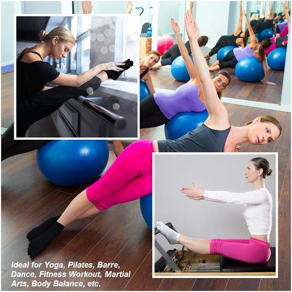 YogaAddict Yoga, Pilates, Barre, Dance, Full Toe Socks with Grips, 1 & 3 Pairs Set, Anti Non Slip Skid, for Women & Men : Clothing