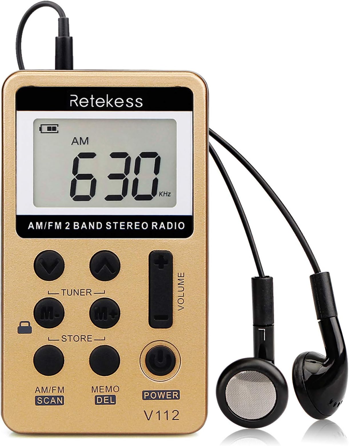 Case of 100,Retekess V112,Portable AM FM Radio,Mini Rdio with Earphones,Pocket Digital Tuning Rechargeable Radio,Battery,LCD Display,for Church