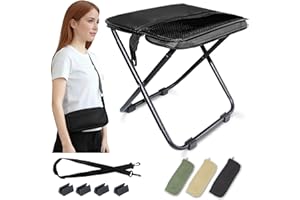 COMELY Portable Folding Chair for Outdoors: Heavy Duty Camping Stool for Adults, Compact Ultralight Collapsible Stools for Fishing Hiking Hunting & Backpacking, Black